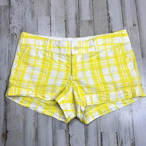 Lilly Pulitzer Women's Yellow‎ Plaid Seersucker Chino Shorts Size 4 Casual